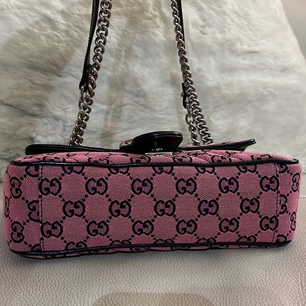 Gucci Small pink GG supreme crossbody shoulder bag NWB - Picture 8 of 9